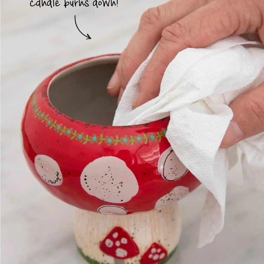 Mushroom Trinket Bowl Candle, Red/White, Scent: Neroli, NWT